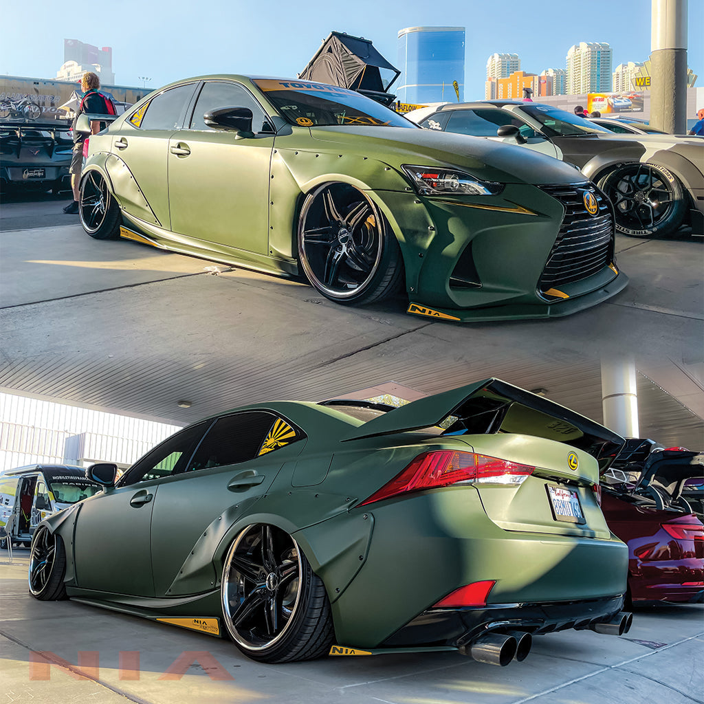 Lexus IS Base Model, F-Sport NIA full splitter lip bodykit 5pcs (front lip, side skirts, rear apron spats)  2017-2020 in ABS