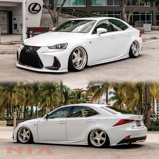 Lexus IS Base Model, F-Sport NIA Full lip Body Kit 6pcs (Front Splitter, Side Skirt Rockers, Rear apron spats, Diffuser Bumper Extension) 2017-2020 in ABS