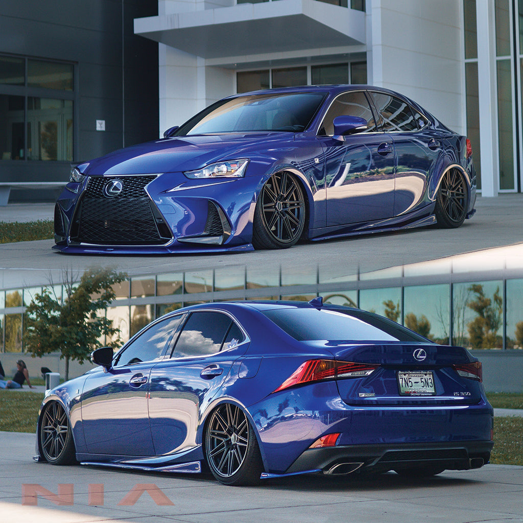 Lexus IS Base Model, F-Sport NIA full splitter lip bodykit 5pcs (front lip, side skirts, rear apron spats)  2017-2020 in ABS