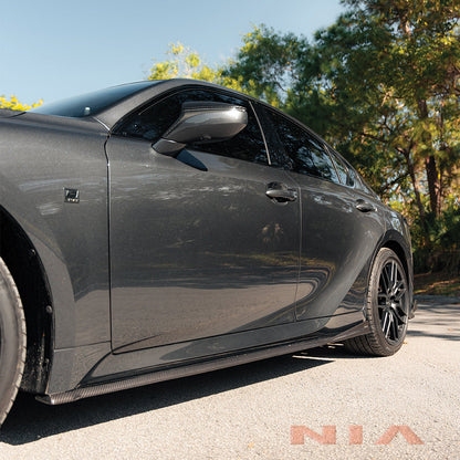 Lexus IS 2021-2026 NIA Side skirts aero lip bodykit in ABS or Carbon Fiber (Base, F Sport, IS300, IS350, IS500)