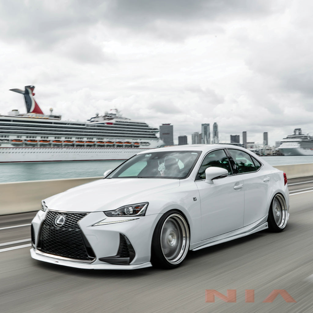 Lexus IS 2017-2020 Base Model, F-Sport NIA full splitter lip bodykit 5pcs (front lip, side skirts, rear apron spats) in ABS
