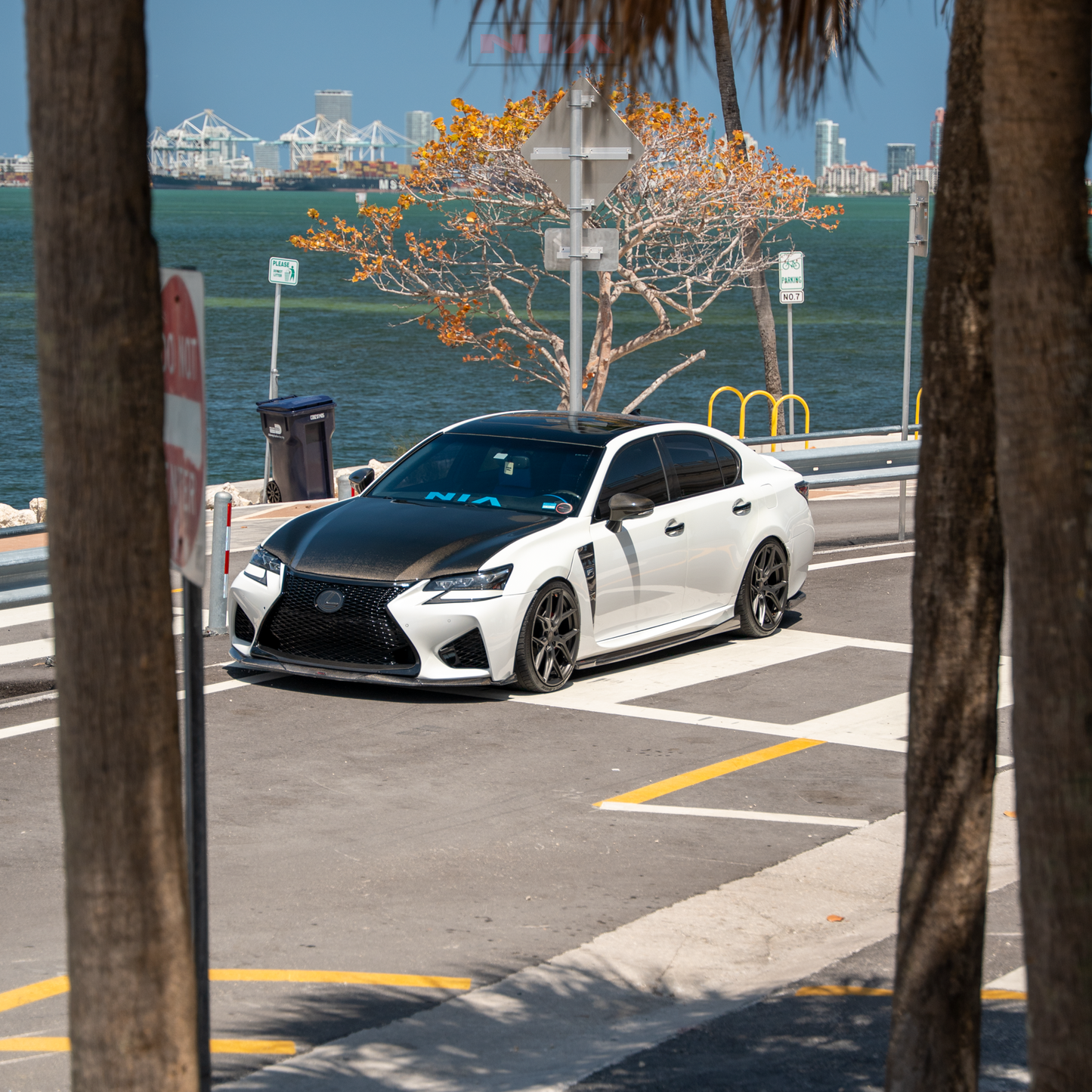 Lexus GS-F NIA Full lip Body Kit 5pcs (Front Splitter, Side Skirt Rockers, Rear apron spats)  2016-2020in ABS or Carbon Fiber
