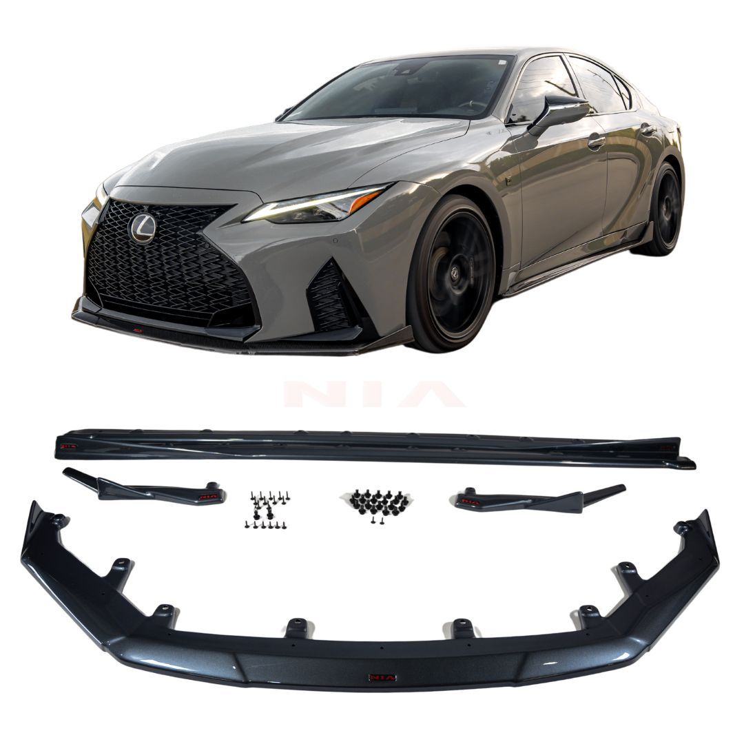 Lexus IS 500 NIA full splitter lip bodykit 5pcs (front lip, side skirts, rear apron spats) 2022-2025  in ABS or Carbon Fiber