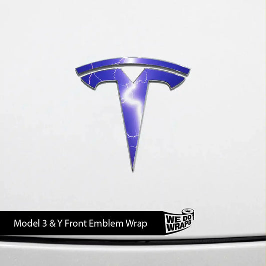 Lightning Tesla Emblem Decals (Front + Back) | Model 3