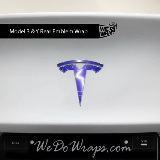 Lightning Tesla Emblem Decals (Front + Back) | Model 3