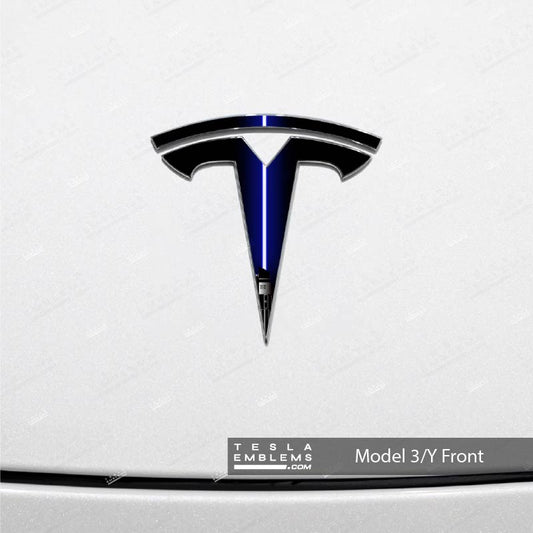 Blue Lightsaber Tesla Emblem Decals (Front + Back) | Model Y