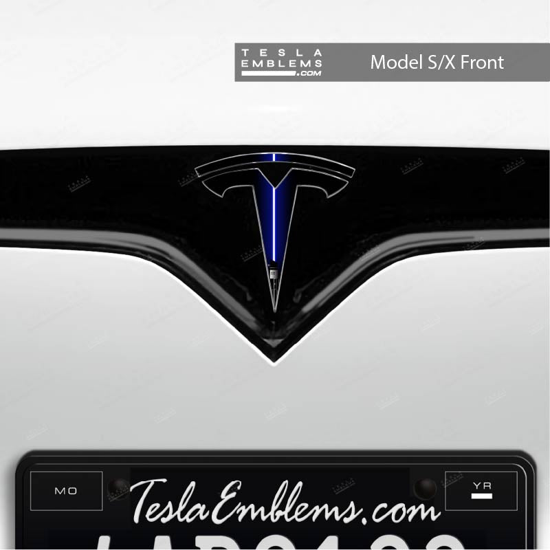 Blue Lightsaber Tesla Emblem Decals (Front + Back) | Model S
