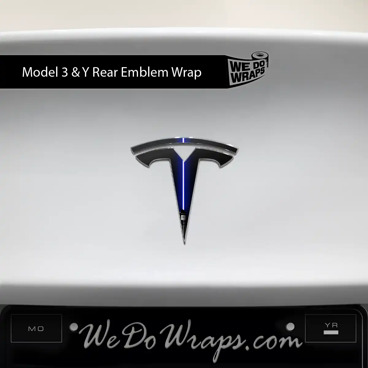 Blue Laser Sword Tesla Emblem Decals (Front + Back) | Model Y