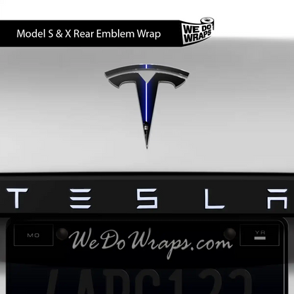 Blue Laser Sword Tesla Emblem Decals (Front + Back) | Model S