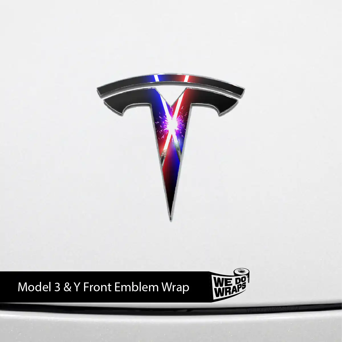 Laser Sword Clash Tesla Emblem Decals (Front + Back) | Model Y