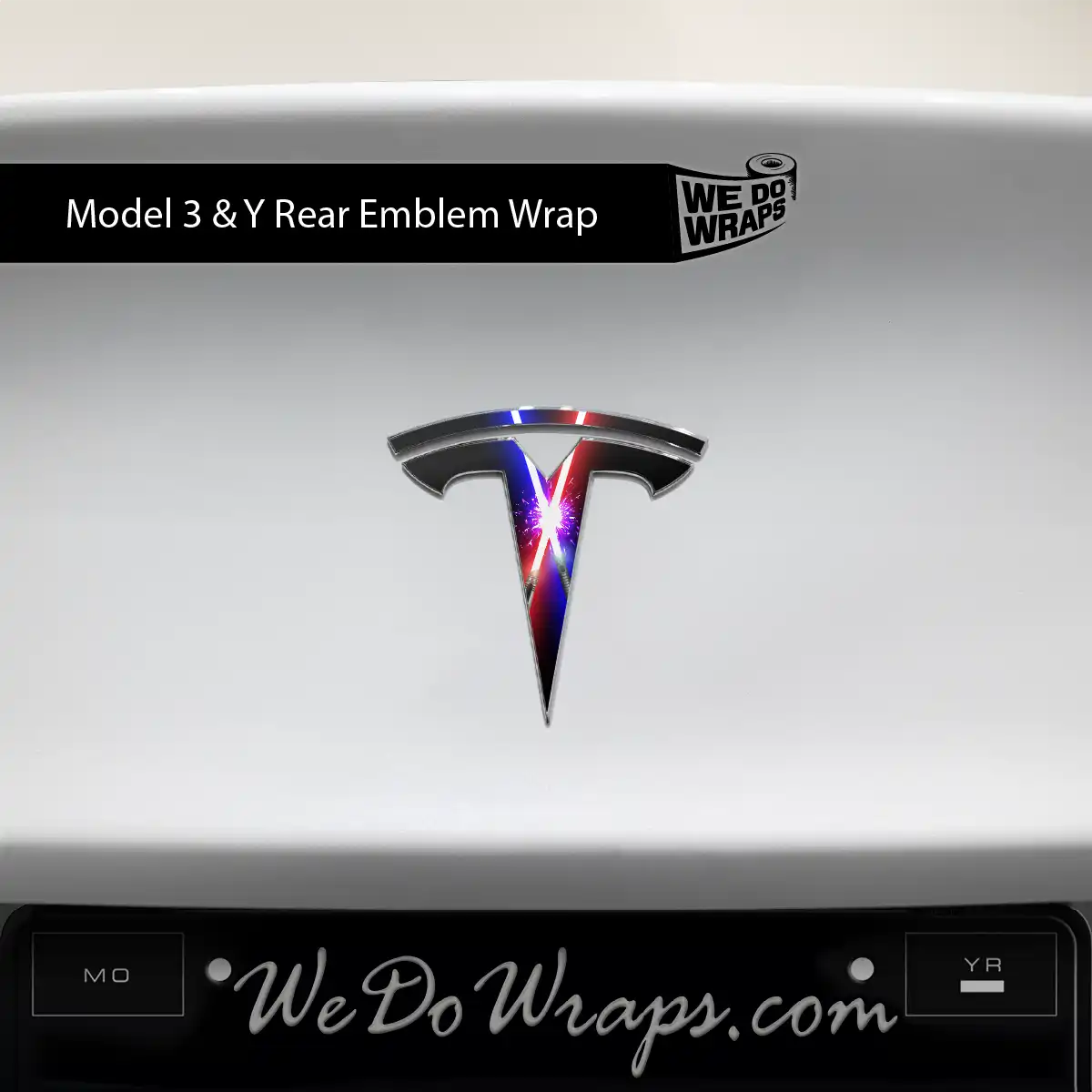 Laser Sword Clash Tesla Emblem Decals (Front + Back) | Model Y