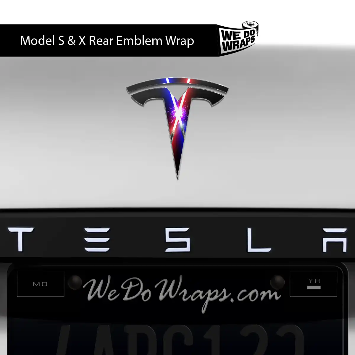 Laser Sword Clash Tesla Emblem Decals (Front + Back) | Model S
