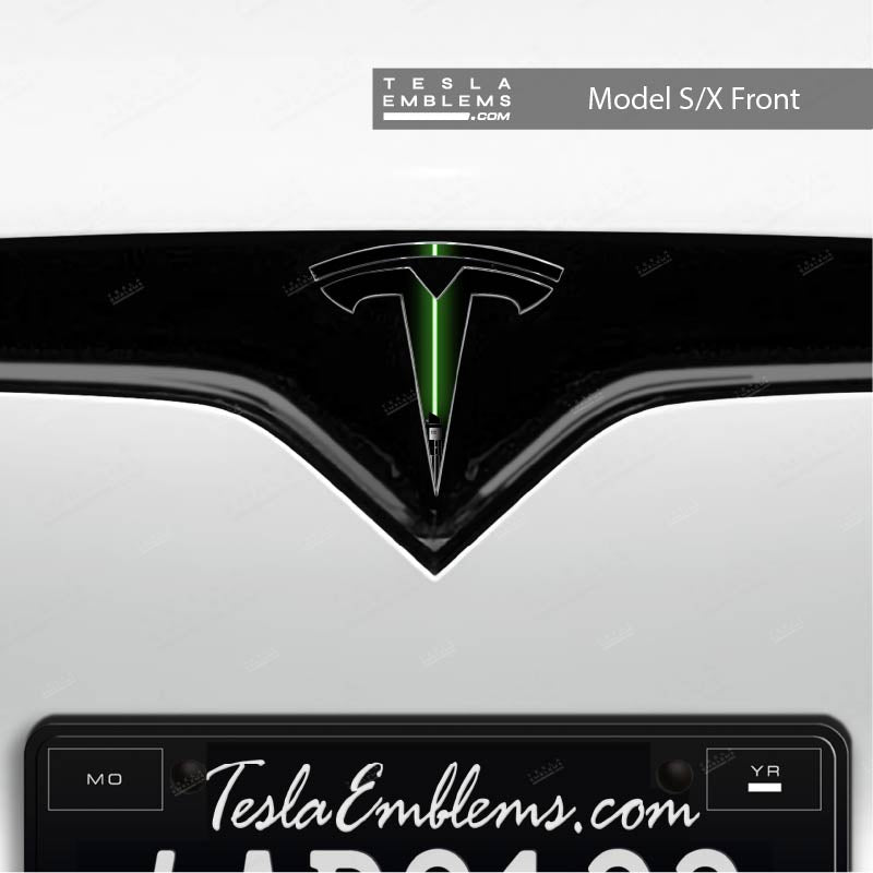 Green Lightsaber Tesla Emblem Decals (Front + Back) | Model X