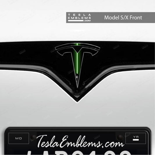 Green Lightsaber Tesla Emblem Decals (Front + Back) | Model S