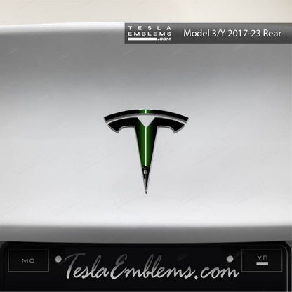 Green Lightsaber Tesla Emblem Decals (Front + Back) | Model 3
