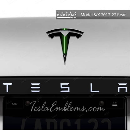 Green Lightsaber Tesla Emblem Decals (Front + Back) | Model X