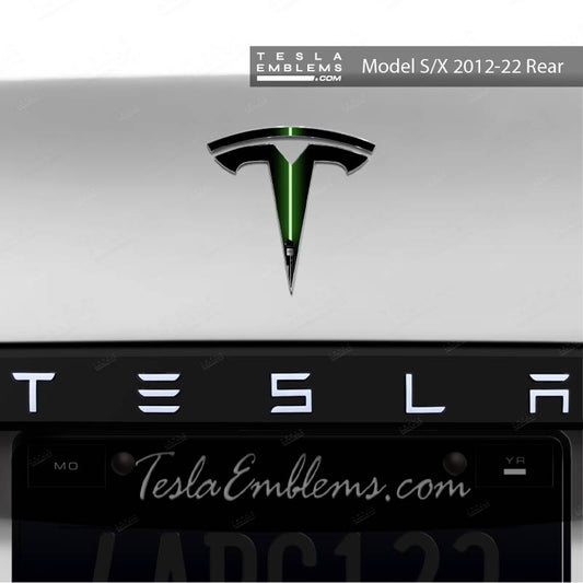 Green Lightsaber Tesla Emblem Decals (Front + Back) | Model X