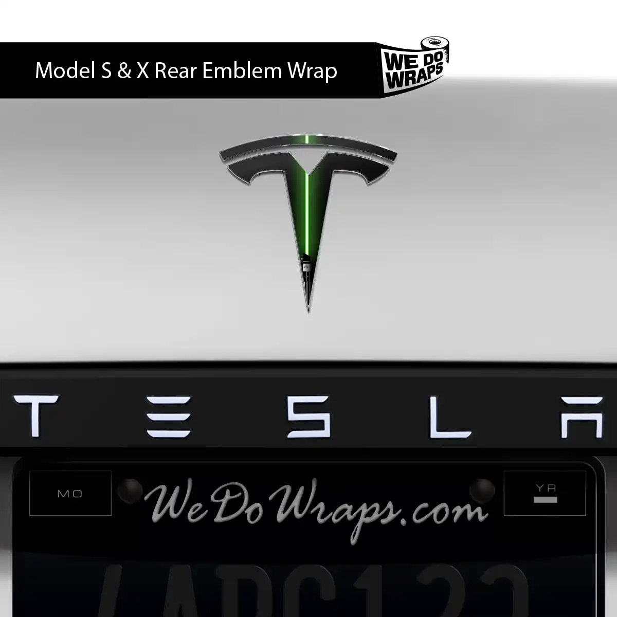 Green Laser Sword Tesla Emblem Decals (Front + Back) | Model S