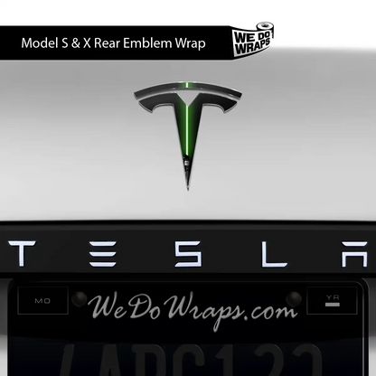 Green Laser Sword Tesla Emblem Decals (Front + Back) | Model X
