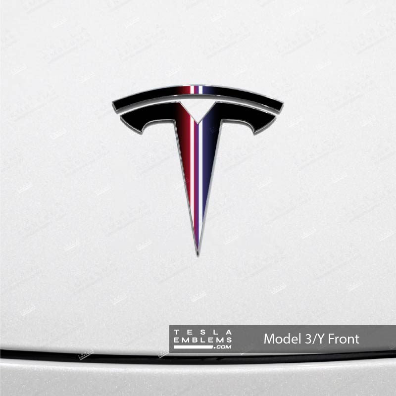 Side by Side Lightsaber Tesla Emblem Decals (Front + Back) | Model 3
