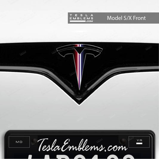 Side by Side Lightsaber Tesla Emblem Decals (Front + Back) | Model X
