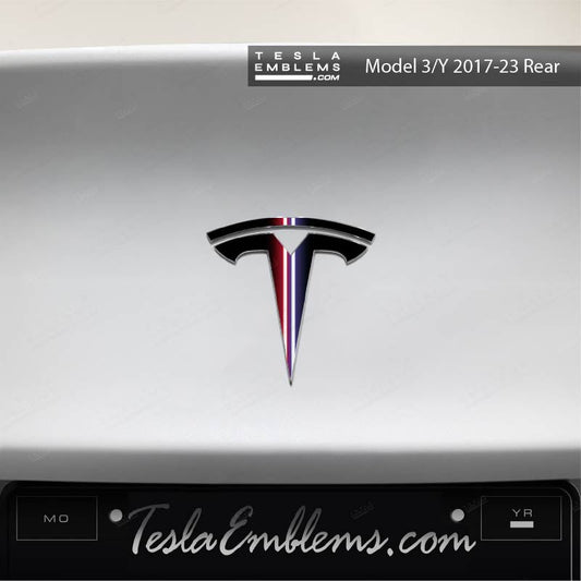 Side by Side Lightsaber Tesla Emblem Decals (Front + Back) | Model 3