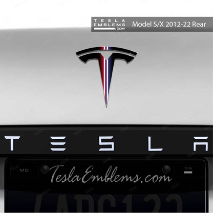 Side by Side Lightsaber Tesla Emblem Decals (Front + Back) | Model X