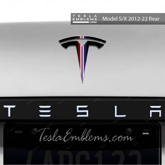 Side by Side Lightsaber Tesla Emblem Decals (Front + Back) | Model X