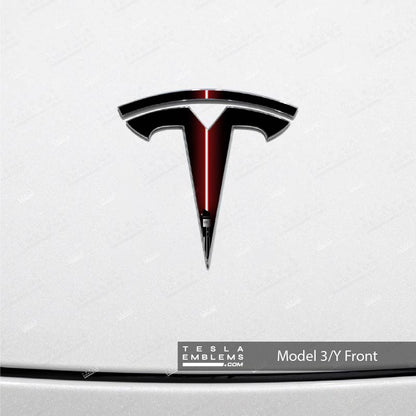 Red Lightsaber Tesla Emblem Decals (Front + Back) | Model 3