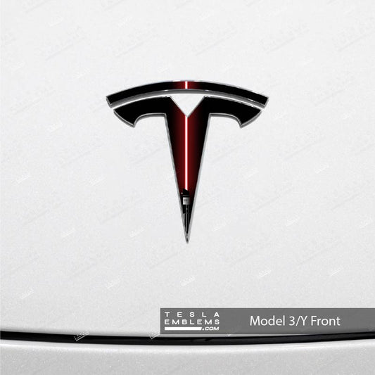 Red Lightsaber Tesla Emblem Decals (Front + Back) | Model Y