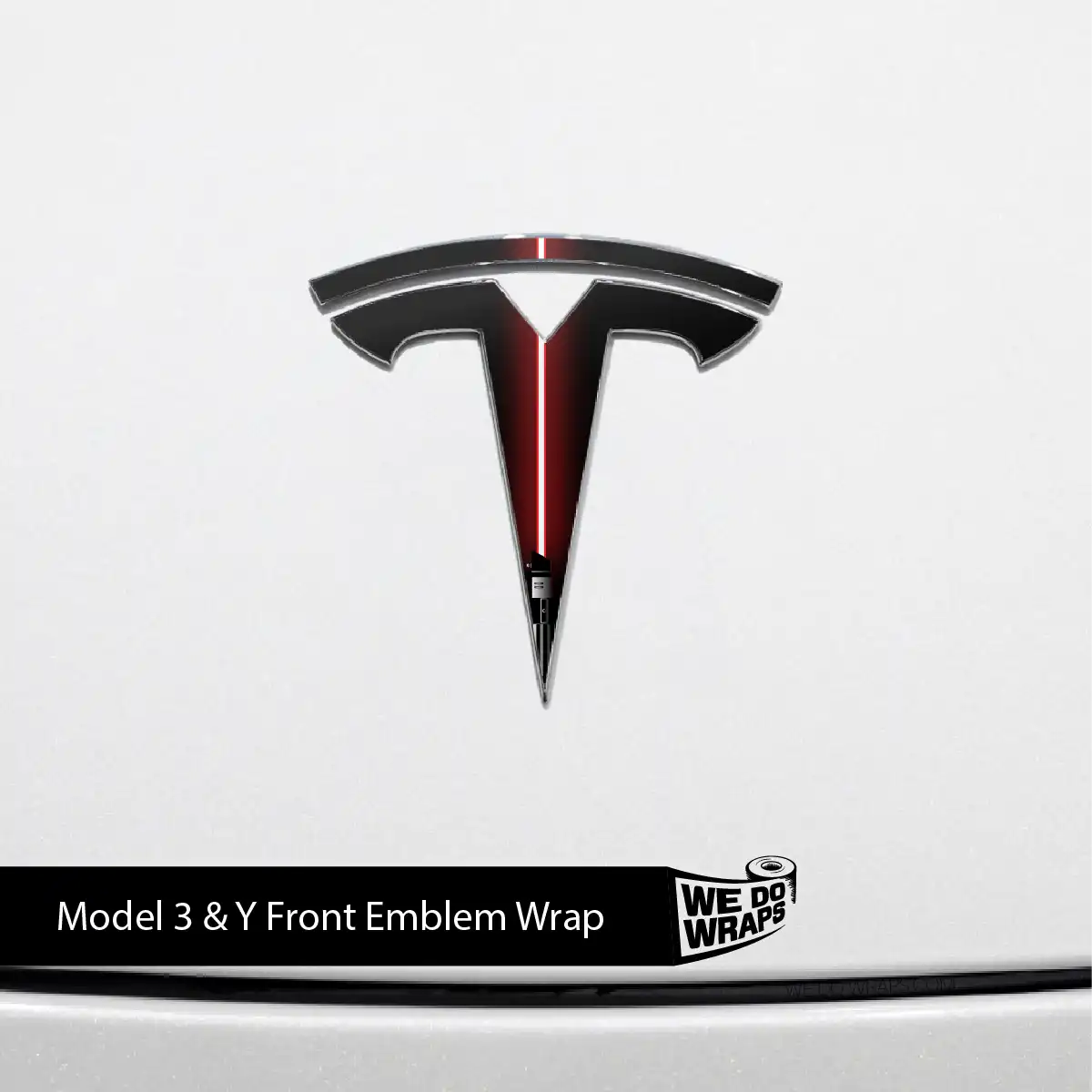 Red Laser Sword Tesla Emblem Decals (Front + Back) | Model 3