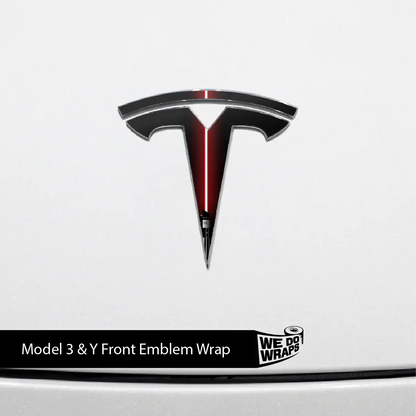 Red Laser Sword Tesla Emblem Decals (Front + Back) | Model 3