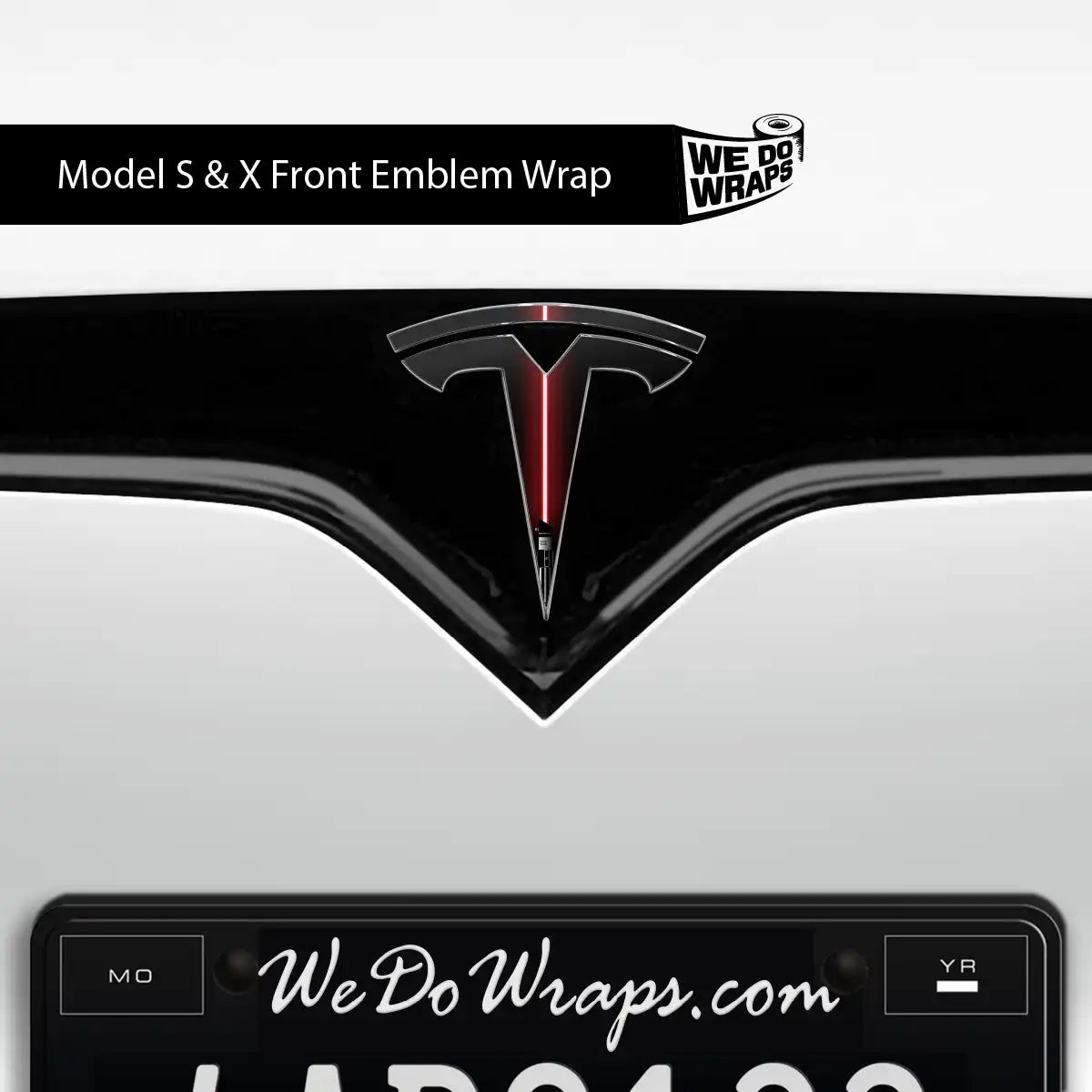 Red Laser Sword Tesla Emblem Decals (Front + Back) | Model S