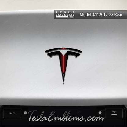Red Lightsaber Tesla Emblem Decals (Front + Back) | Model 3