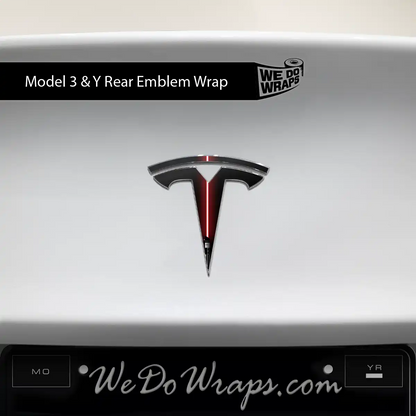Red Laser Sword Tesla Emblem Decals (Front + Back) | Model 3