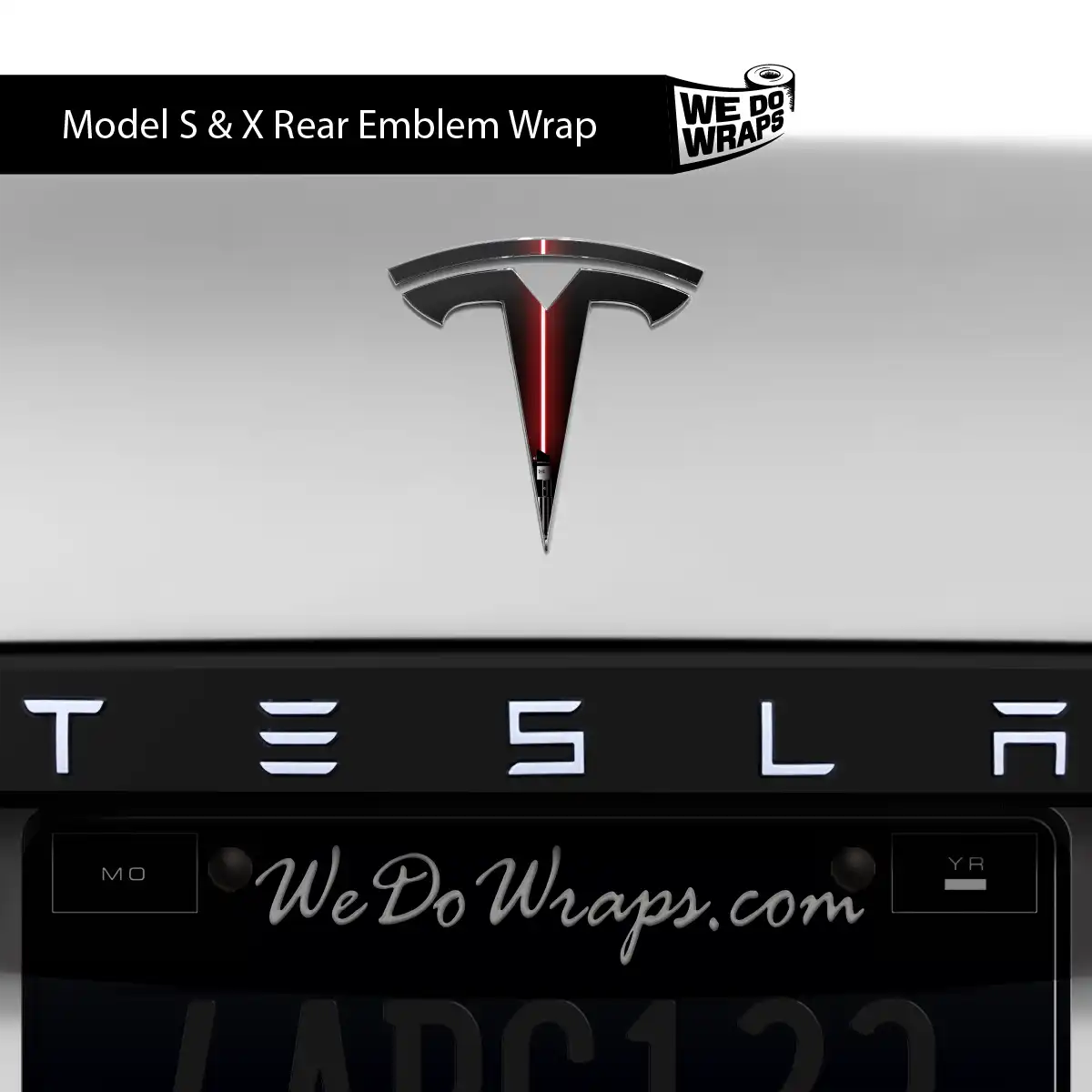 Red Laser Sword Tesla Emblem Decals (Front + Back) | Model S