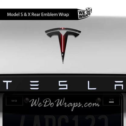 Red Laser Sword Tesla Emblem Decals (Front + Back) | Model S