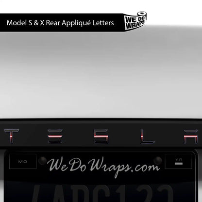 Red Laser Sword Tesla Emblem Decals (Front + Back) | Model X