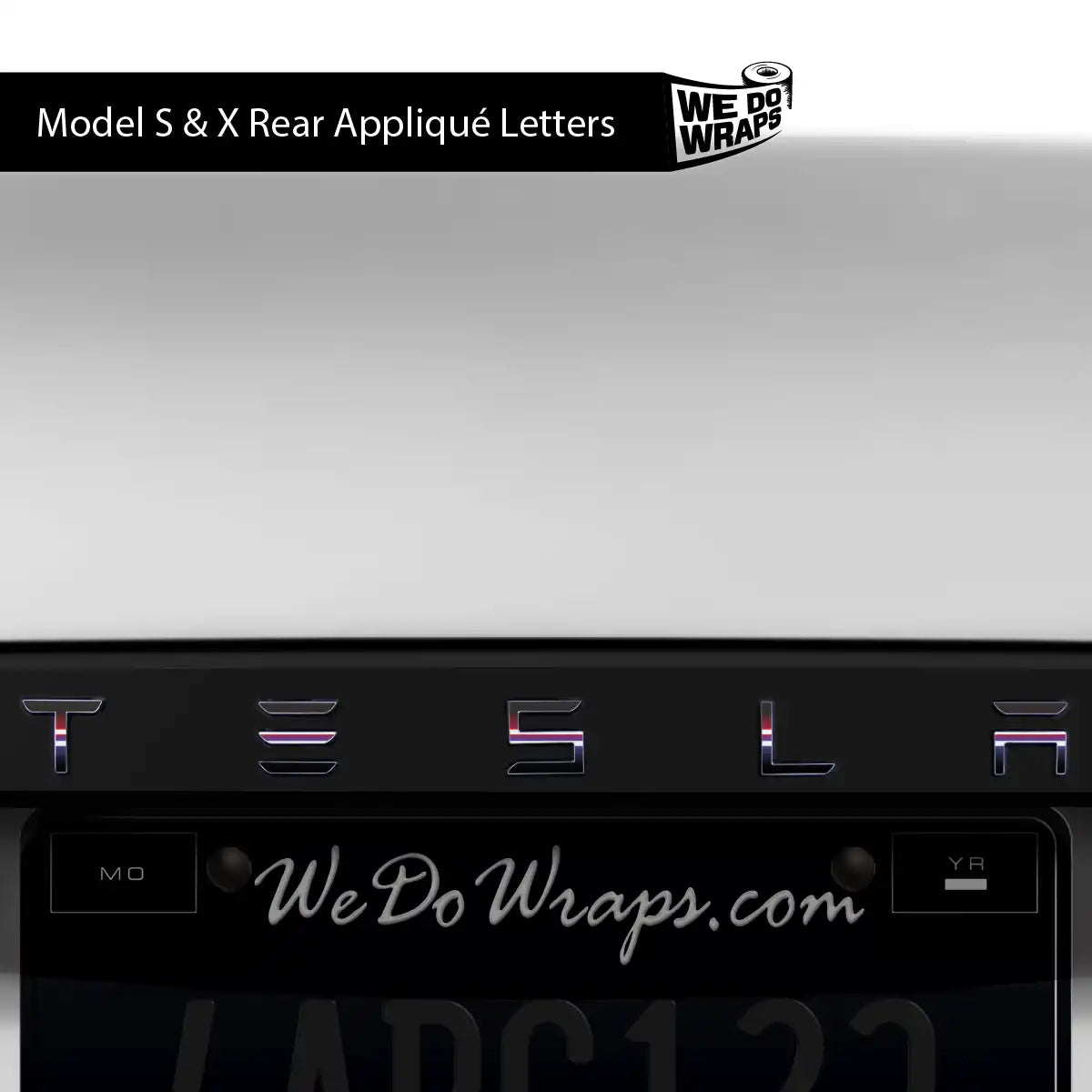 Side by Side Laser Sword Tesla Emblem Decals (Front + Back) | Model X