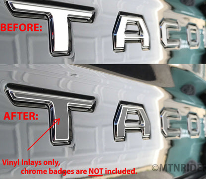 Premium Cast Vinyl Decal Inlays for 2016-20265 Tacoma Tailgate Letters