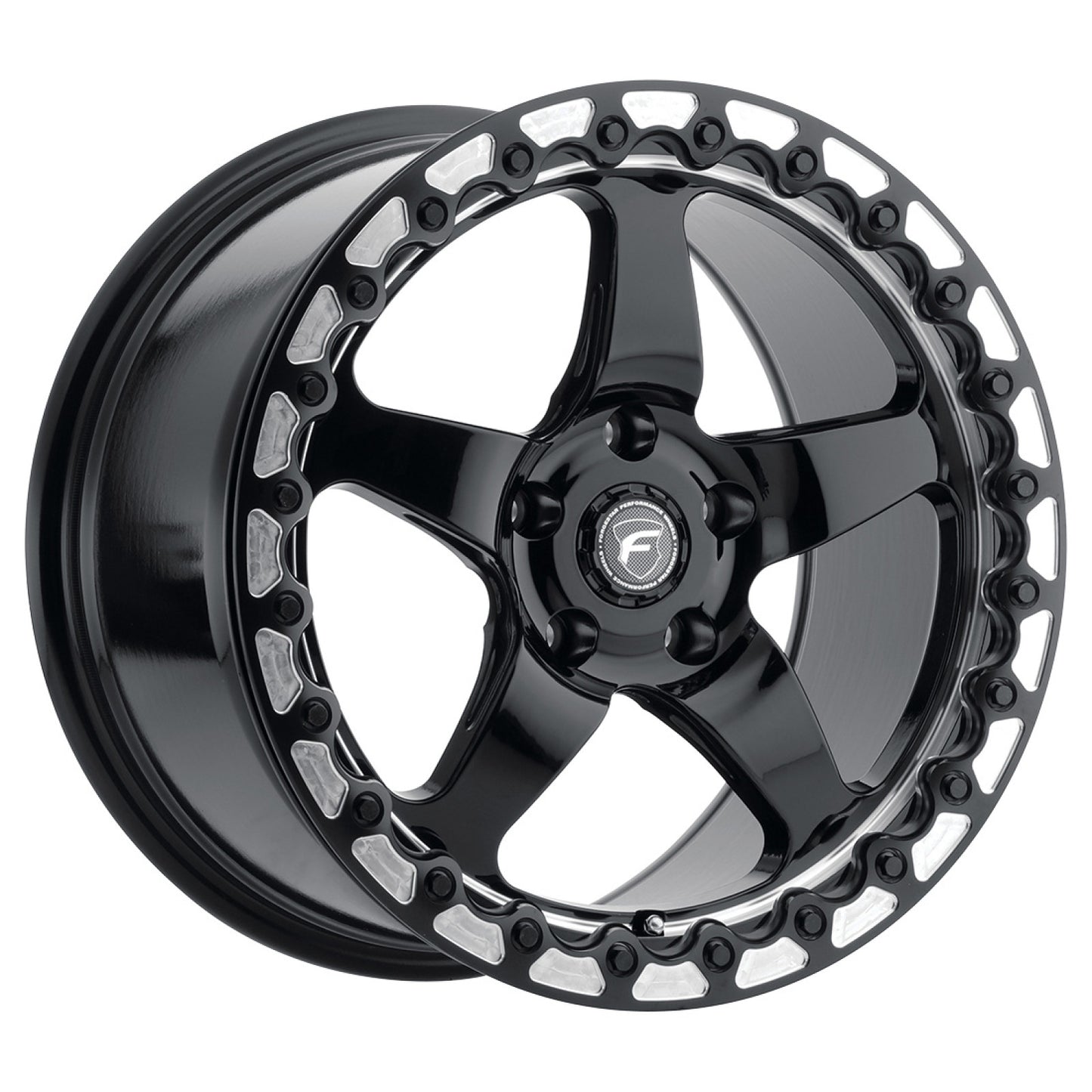 Forgestar 18x11 D5 Beadlock 5x115 ET12 BS6.5 Gloss BLK MACH 78.1 Wheel F00181171P12