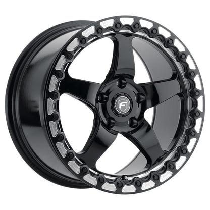 Forgestar 18x11 D5 Beadlock 5x115 ET12 BS6.5 Gloss BLK MACH 78.1 Wheel F00181171P12