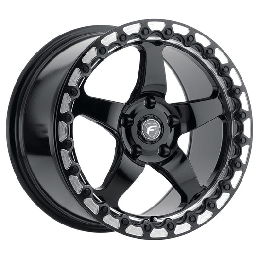 Forgestar 18x11 D5 Beadlock 5x115 ET12 BS6.5 Gloss BLK MACH 78.1 Wheel F00181171P12