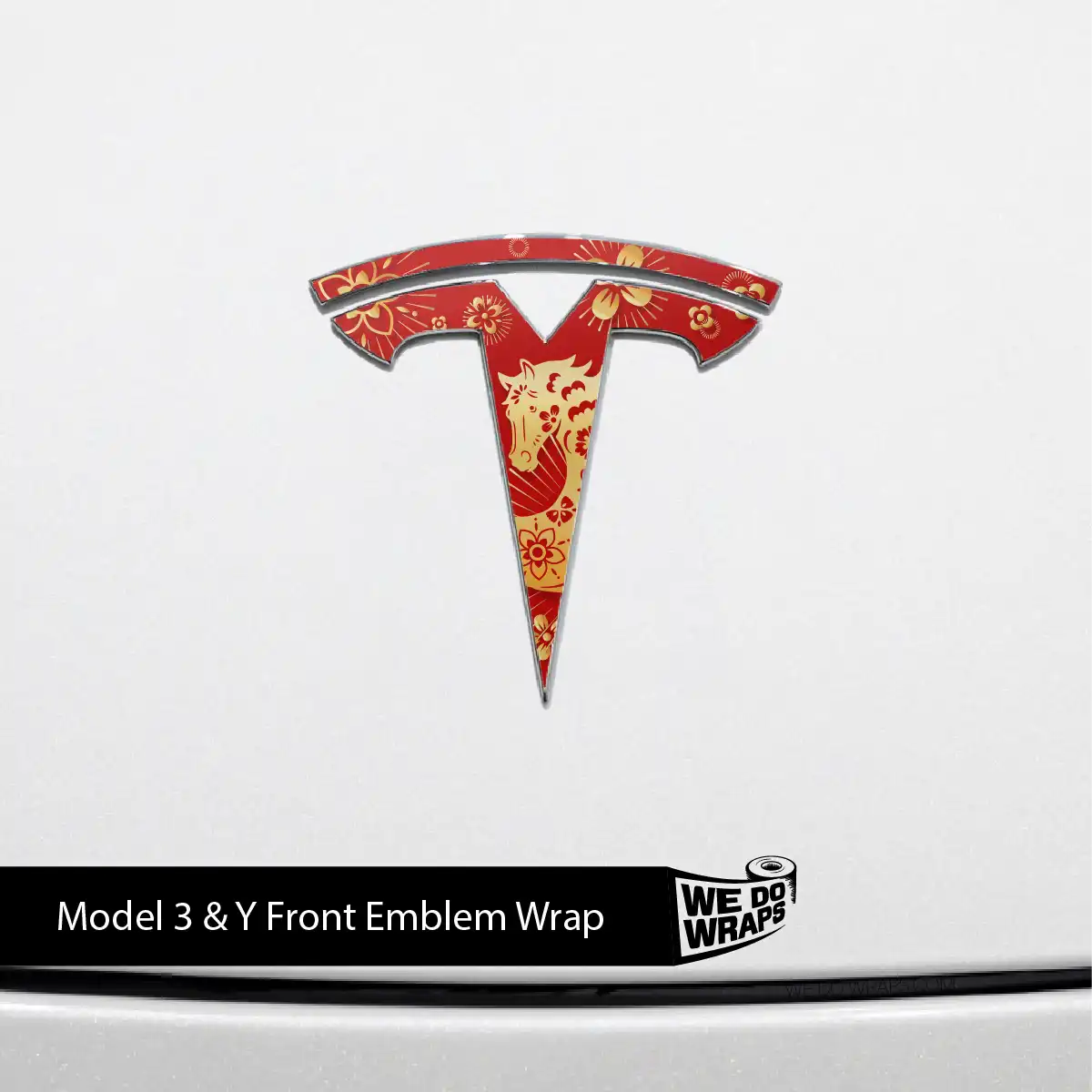 Year of the Horse Tesla Emblem Decals (Front + Back) | Model Y