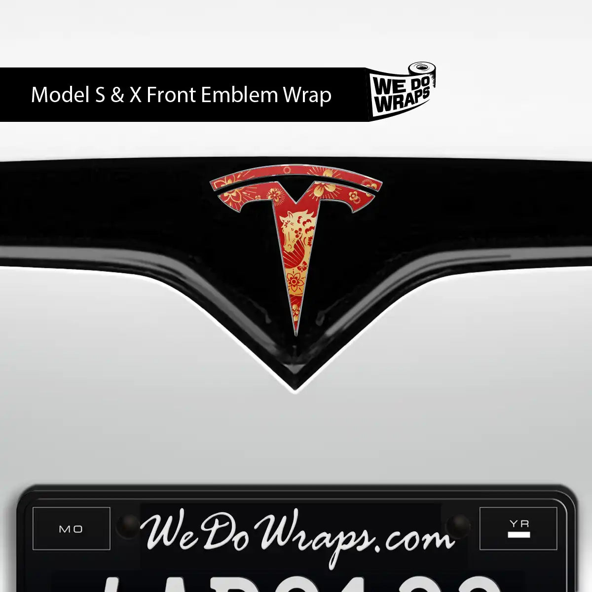 Year of the Horse Tesla Emblem Decals (Front + Back) | Model X