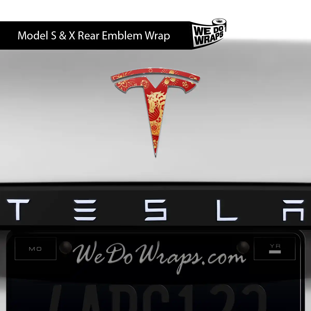 Year of the Horse Tesla Emblem Decals (Front + Back) | Model S