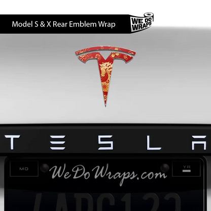 Year of the Horse Tesla Emblem Decals (Front + Back) | Model S
