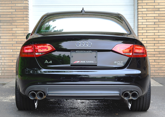 AWE Tuning Touring Edition Exhaust for B8 A4 2.0T - Quad Tip, Polished Silver Tips 3015-42018