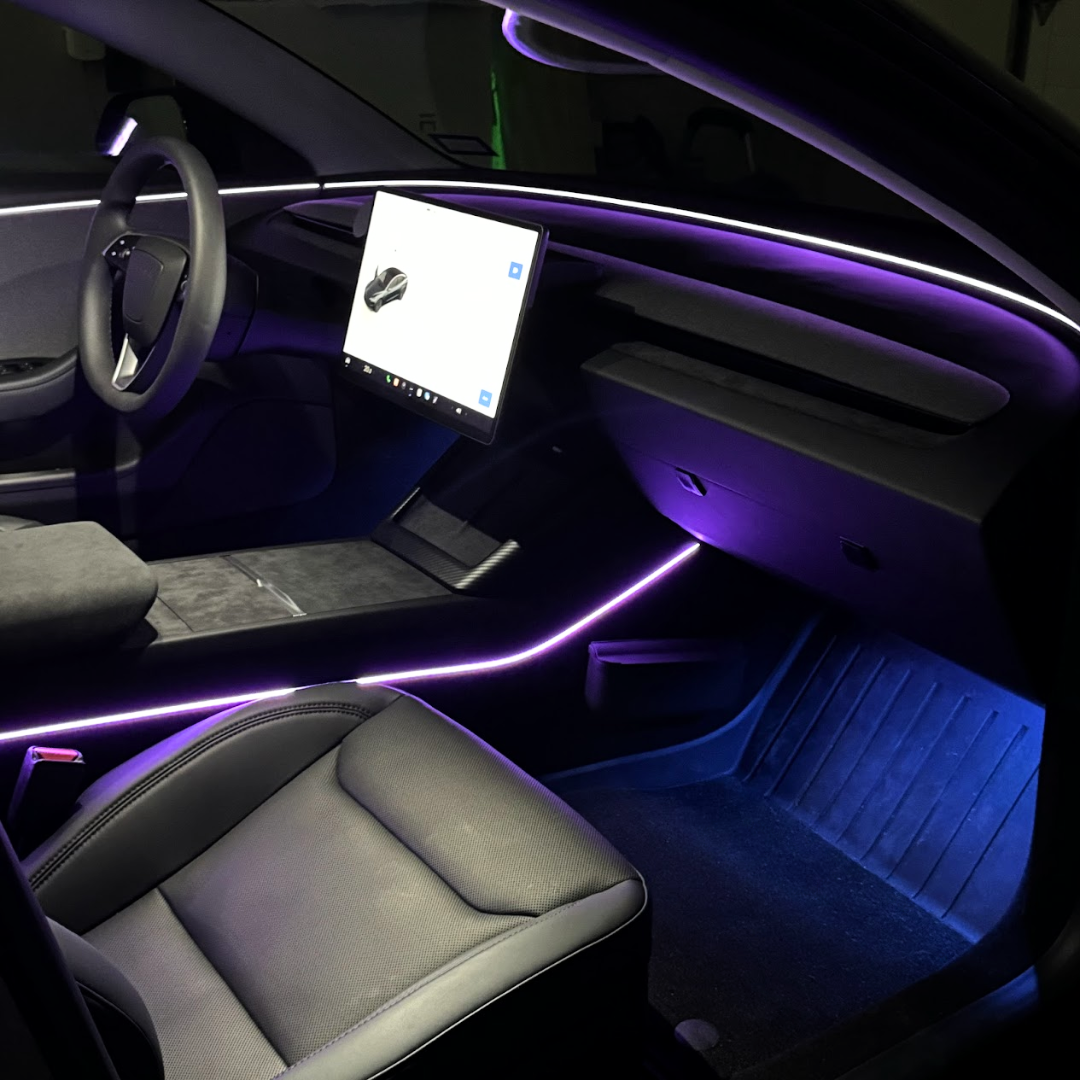 Full Color Animated Center Console LED Ambient Light Strips for Tesla Model 3/Y