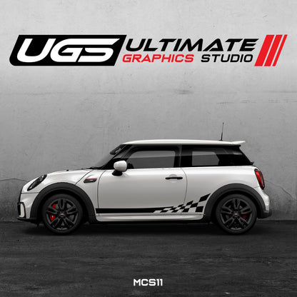 Mini Cooper Side Graphics Checkered Flag